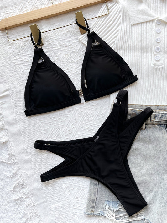 Sexy Black Cutout Split Bikini