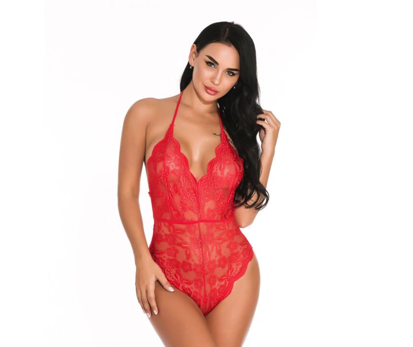Lace-Trim Cotton Blend Sexy Lingerie Set