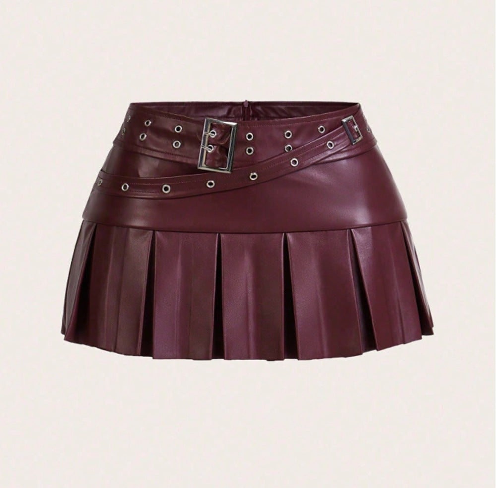 Pleated PU Mini Skirt