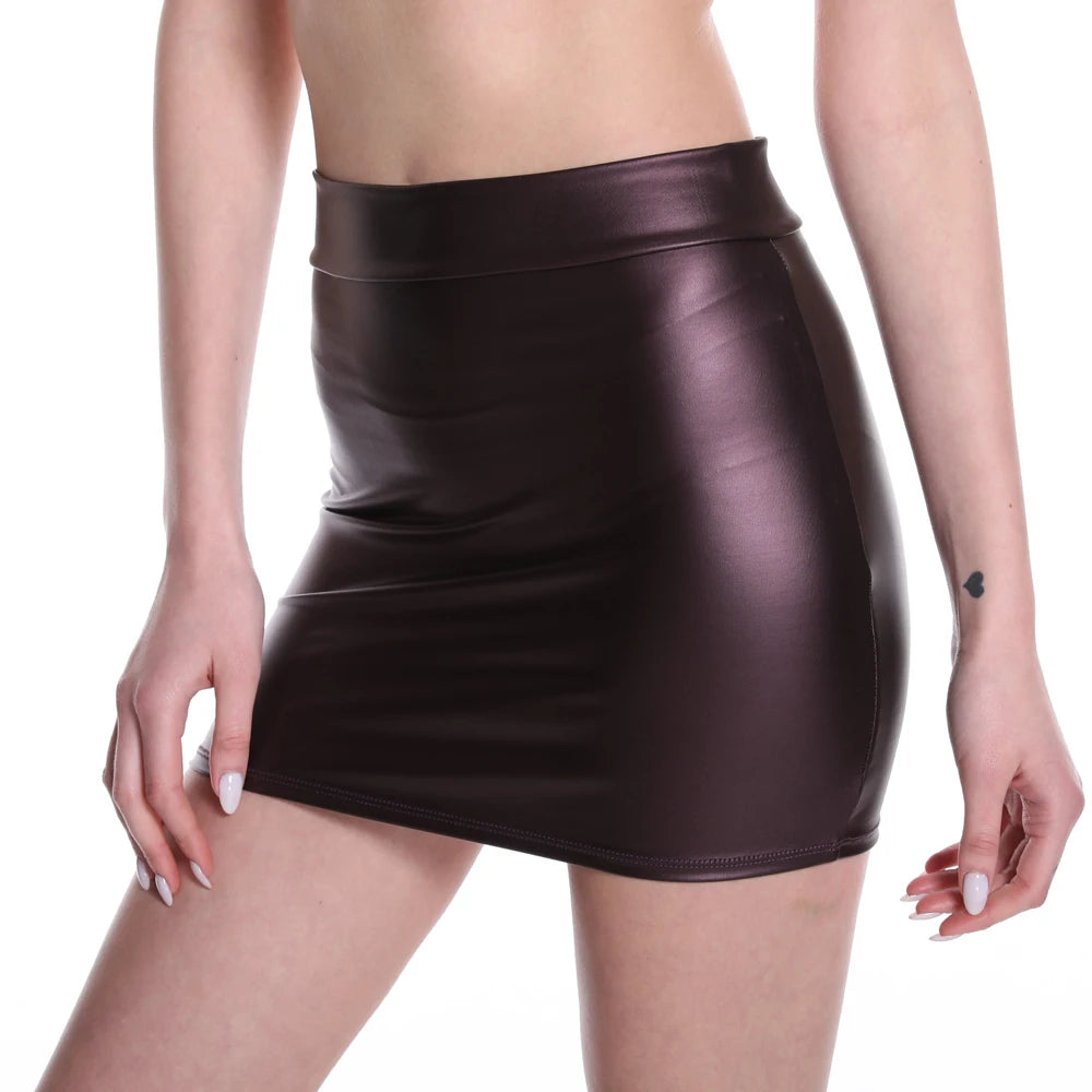 Black PU Leather Mini Skirt