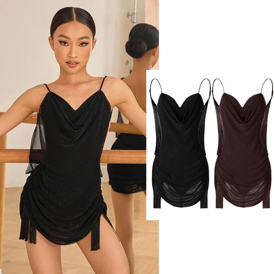 Backless Fringe Latin Dance Mini Dress