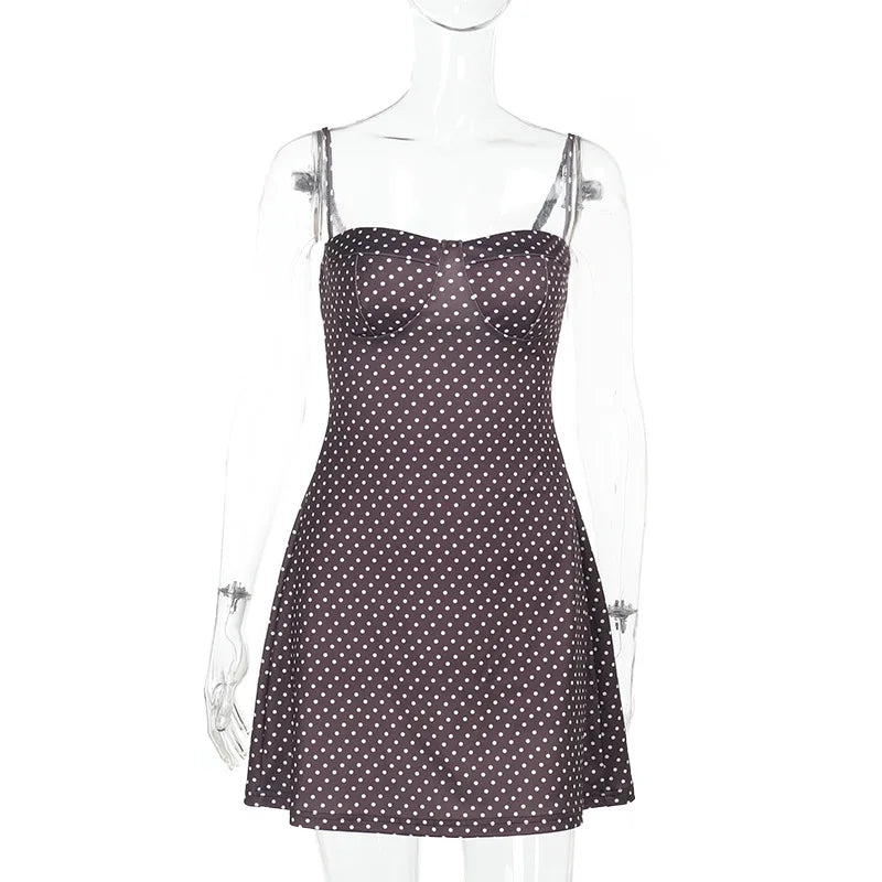 Y2K Polka Dot Bustier Sweetheart A-Line Mini Dress