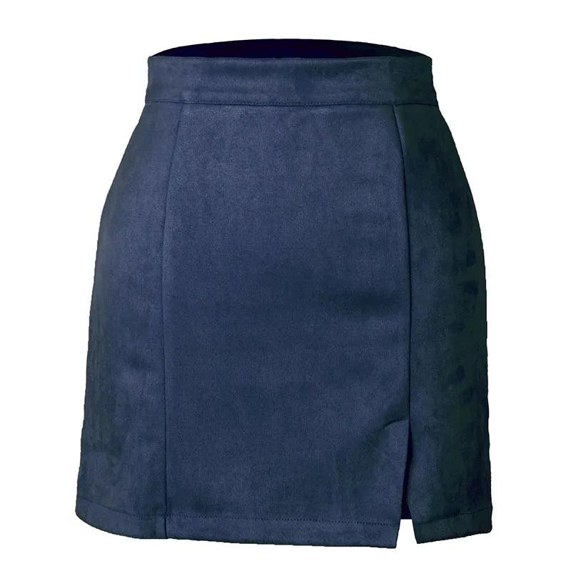 Suede Bodycon Zip Mini Skirt