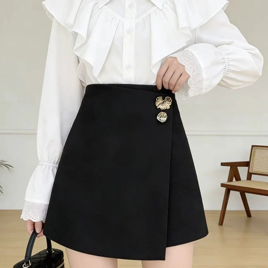 Irregular Button A-Line Mini Skirt