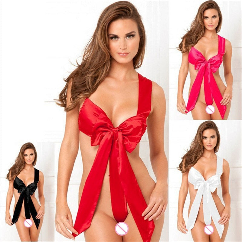 Babydoll Lingerie Set with Red Bow