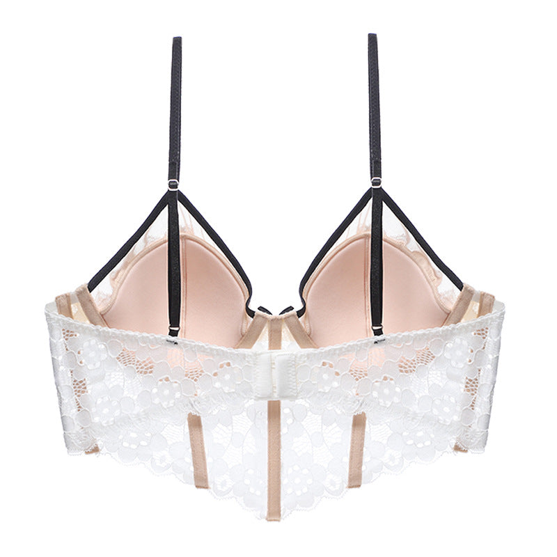 Crochet Lace Long Bra & Corset Lingerie Set