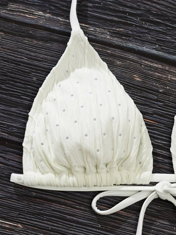 Mesh White 3-Piece Suspender Swimsuit Set