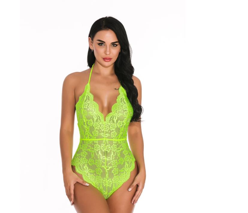 Lace-Trim Cotton Blend Sexy Lingerie Set