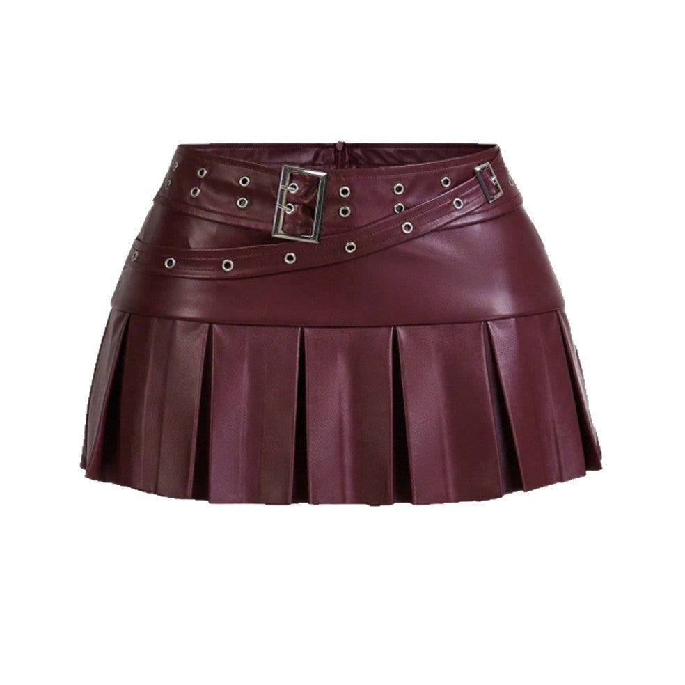 Pleated PU Mini Skirt