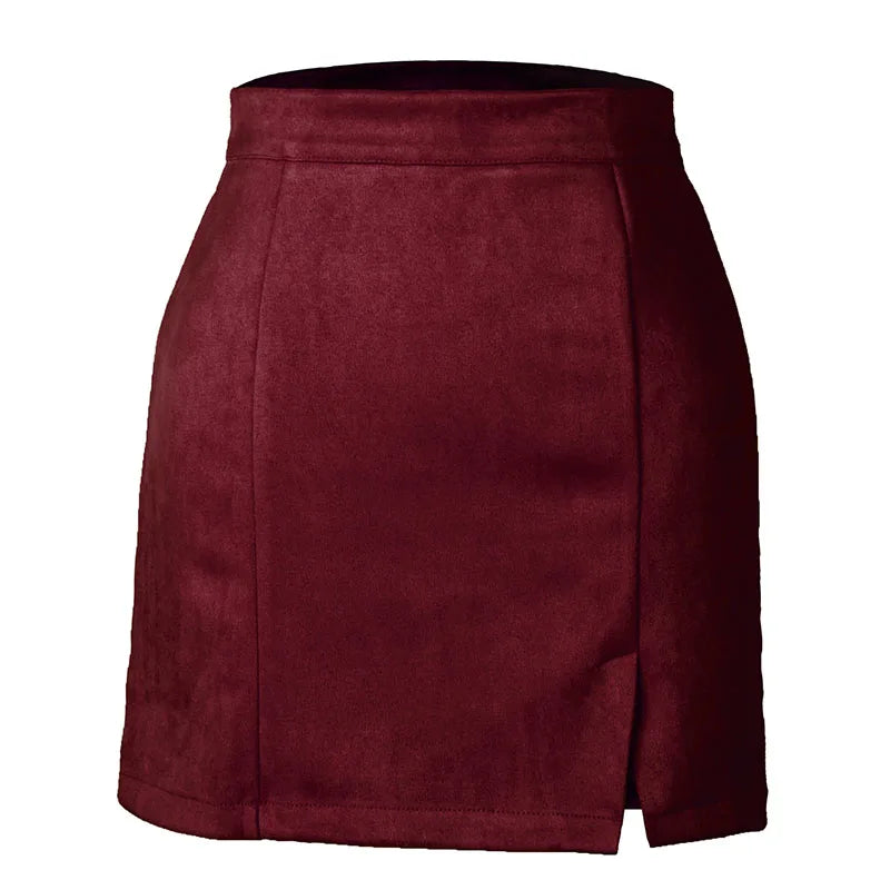 Suede Bodycon Zip Mini Skirt
