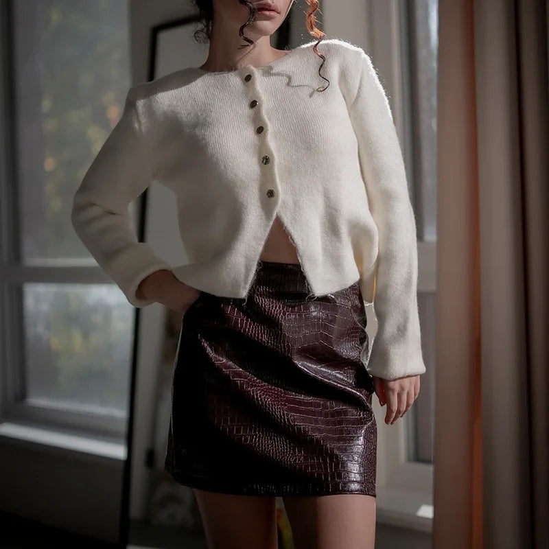 Crocodile PU Bodycon Mini Skirt
