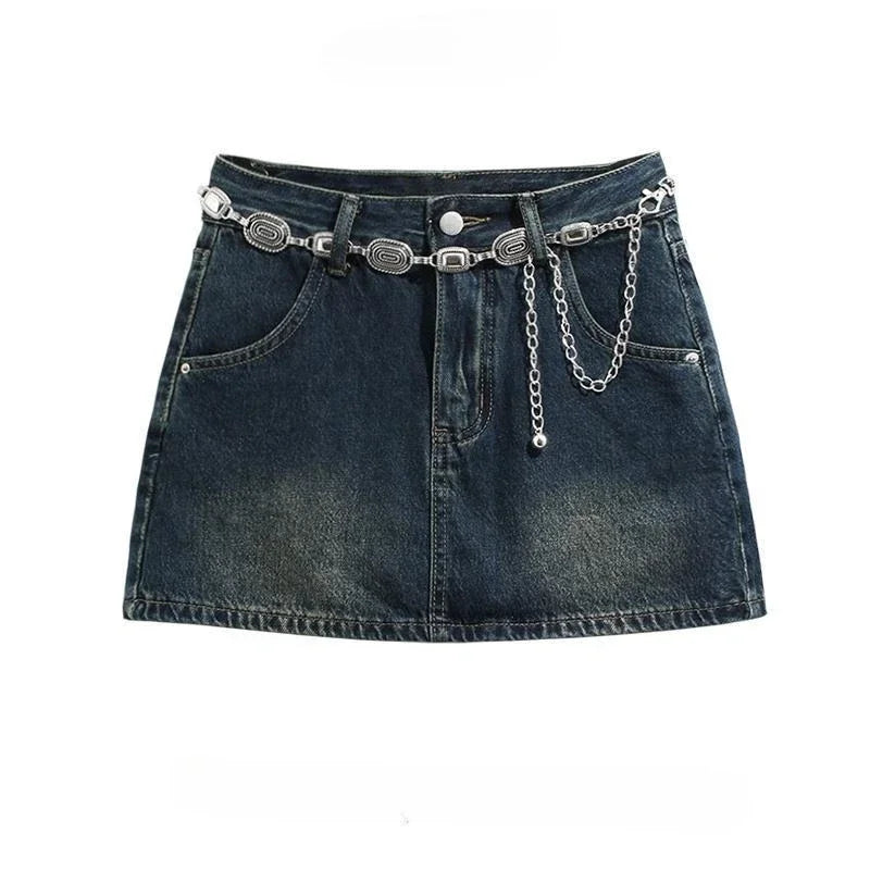 Y2K High-Waist Denim Mini Skirt