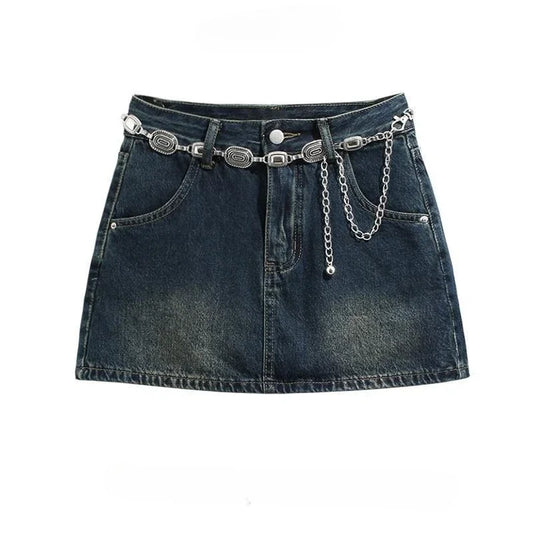 Y2K High-Waist Denim Mini Skirt