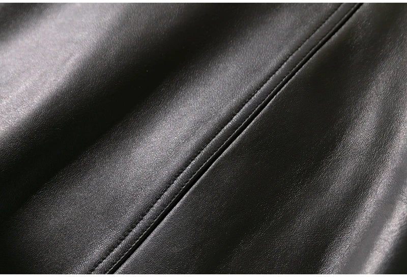 High-Waist Sheepskin A-Line Mini Skirt
