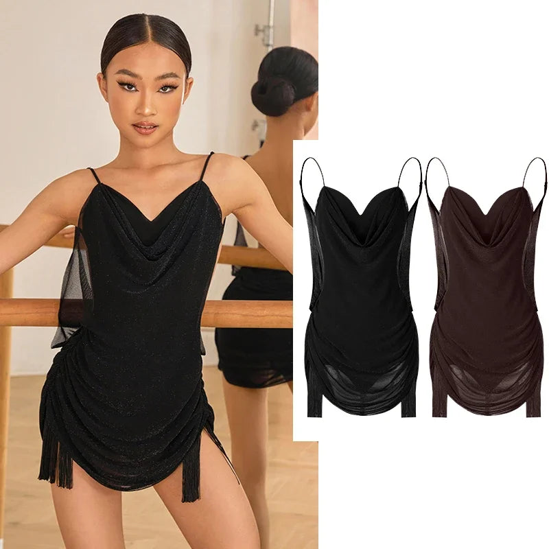 Backless Fringe Latin Dance Mini Dress
