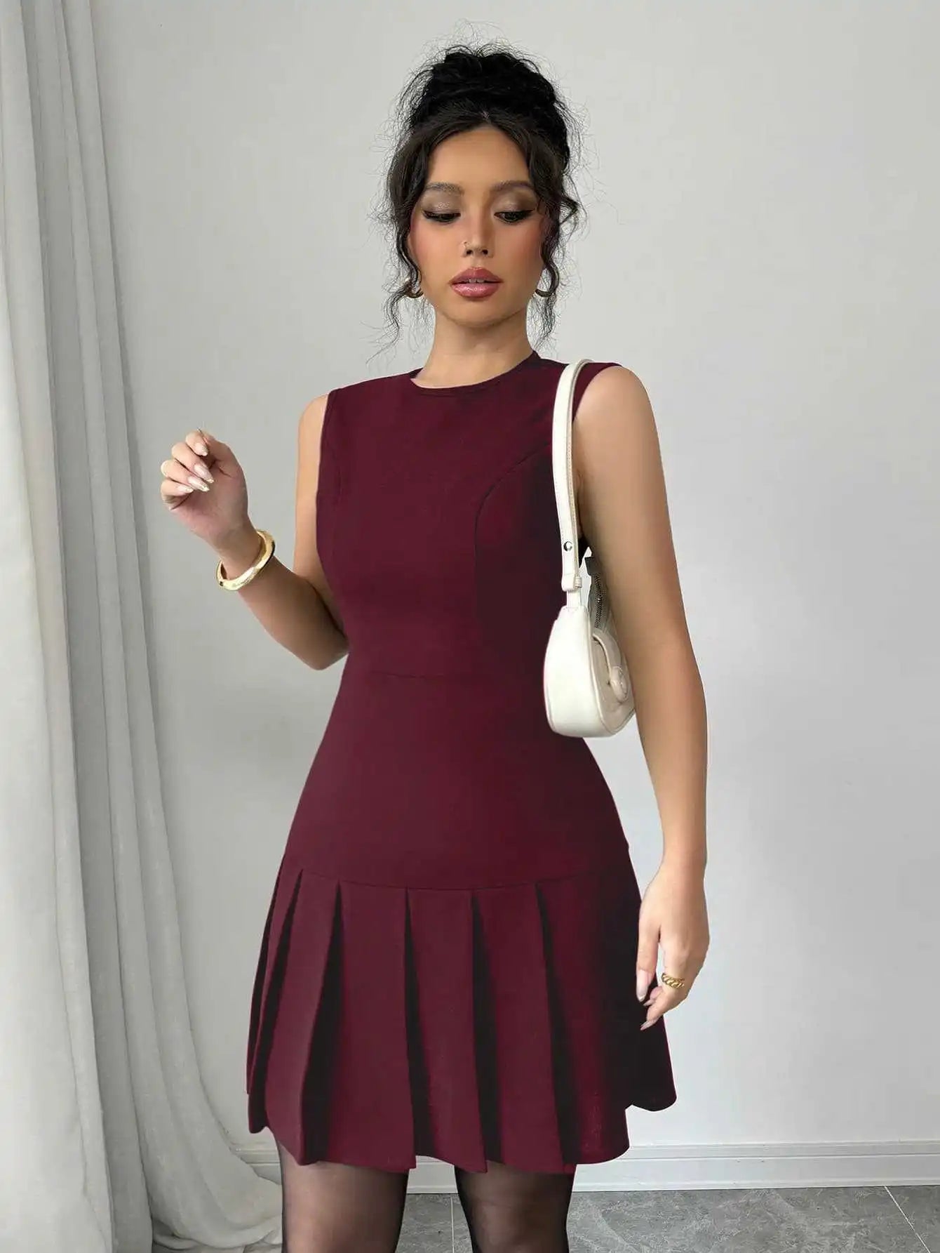 O-Neck Sleeveless Mini Dress