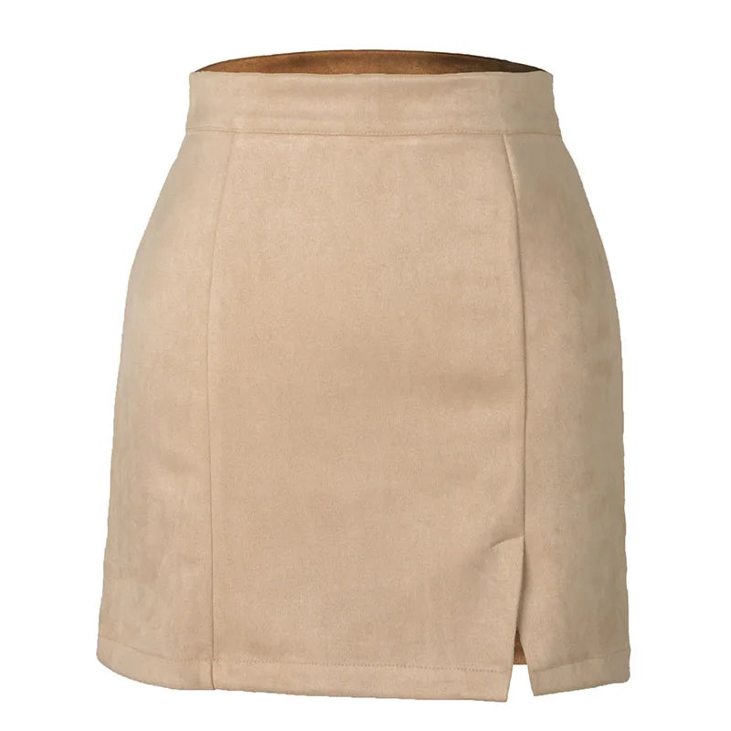 Suede Bodycon Zip Mini Skirt