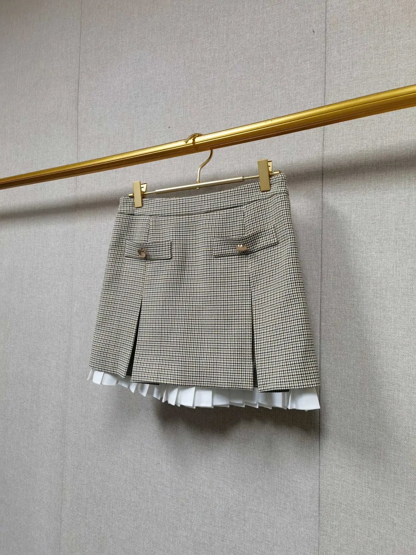 Houndstooth Jacket & Pleated Mini Skirt Set