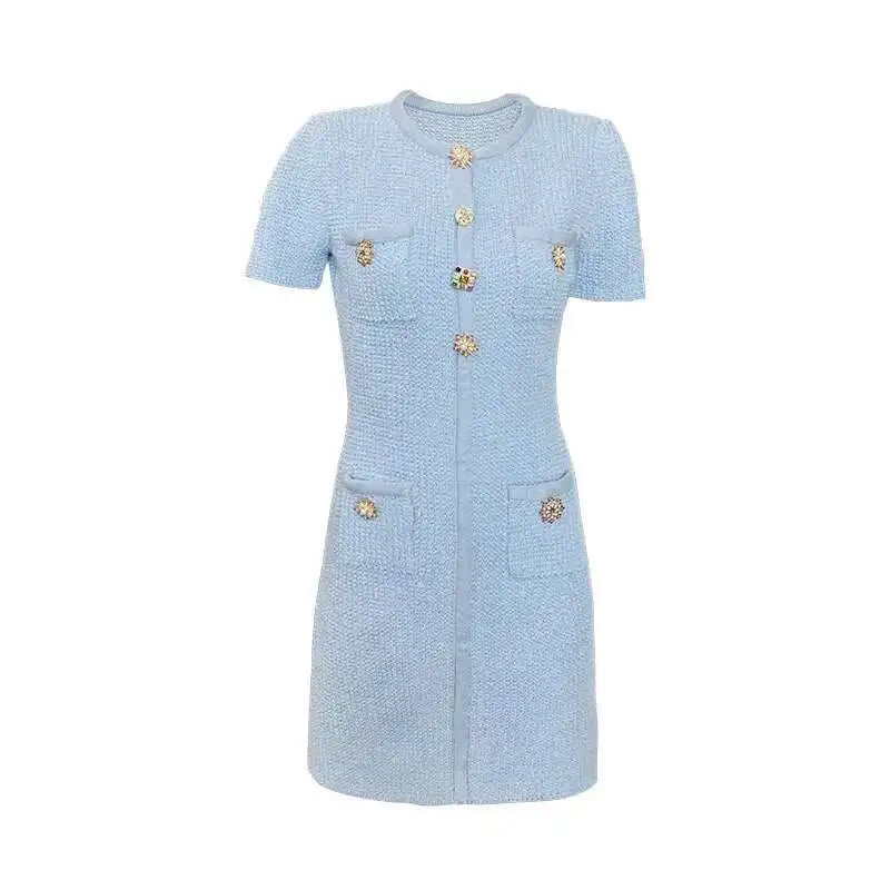 Crystal Knit Sheath Pencil Mini Dress