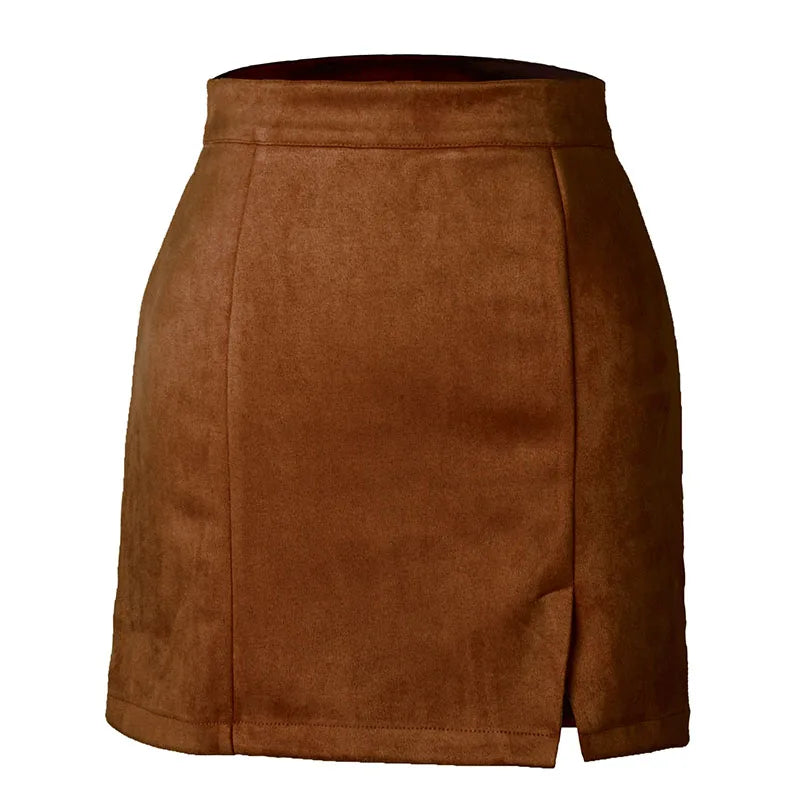 Suede Bodycon Zip Mini Skirt