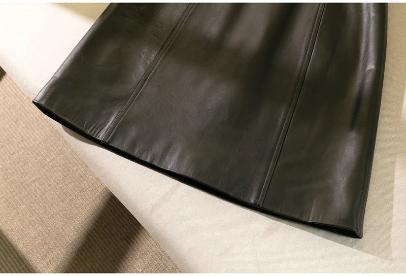 High-Waist Sheepskin A-Line Mini Skirt