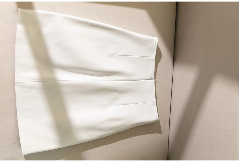 High-Waist Sheepskin A-Line Mini Skirt