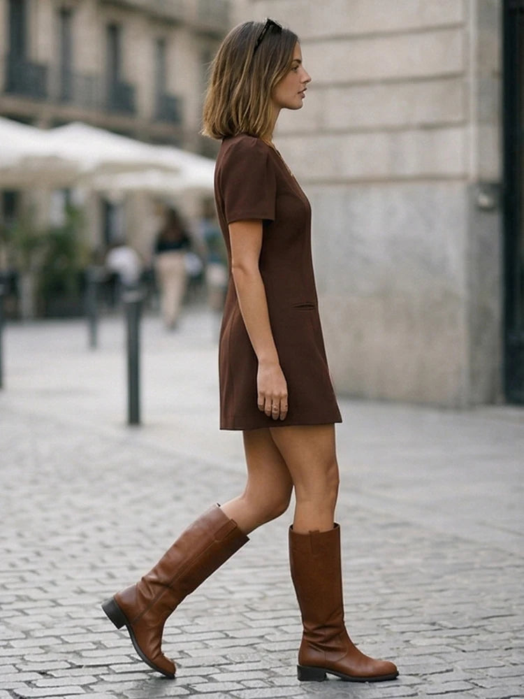 Pleated Pocket Mini Dress