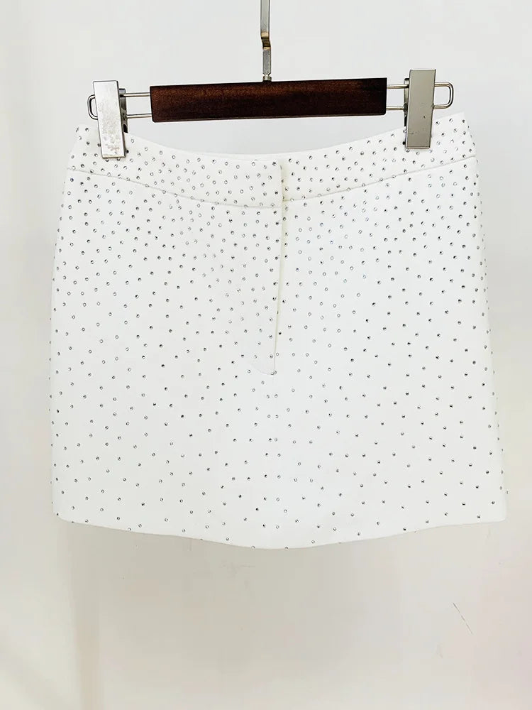 Rhinestone Beaded Mini Skirt