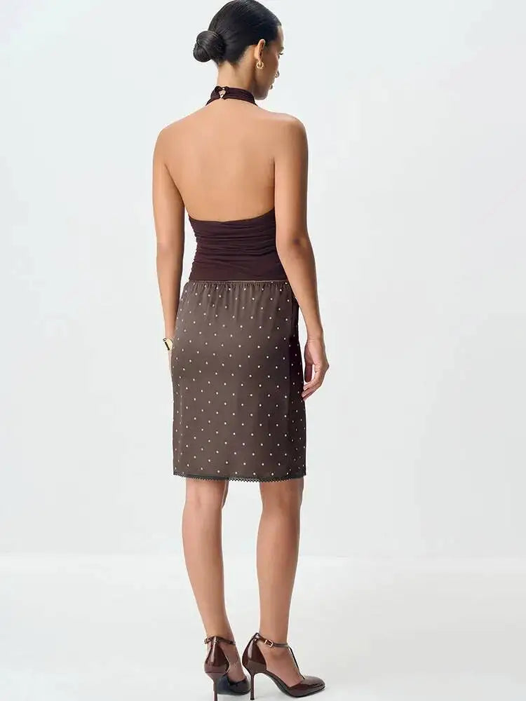 Polka Dot Lace Patchwork Mini Skirt