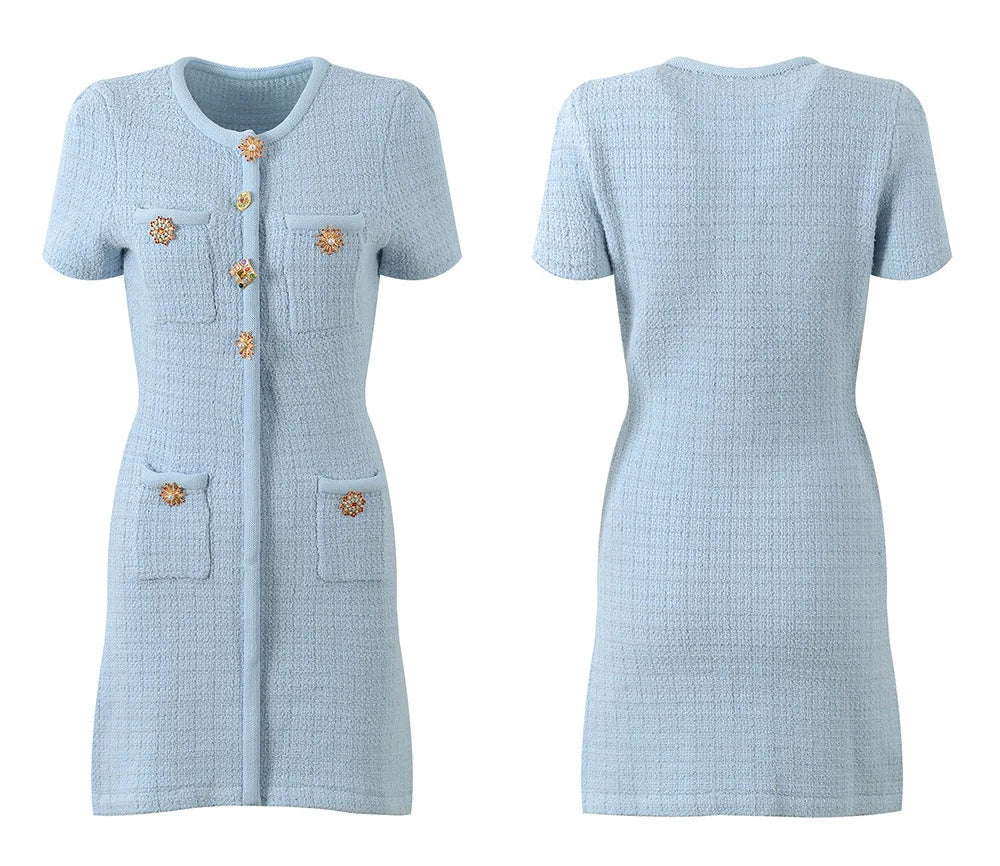 Crystal Knit Sheath Pencil Mini Dress