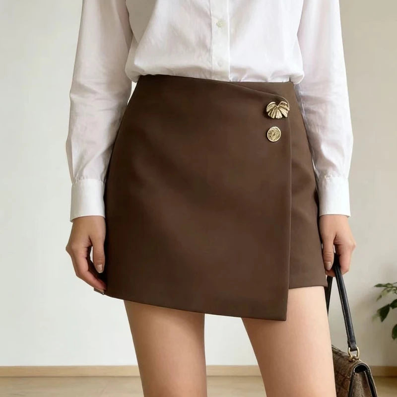 Irregular Button A-Line Mini Skirt