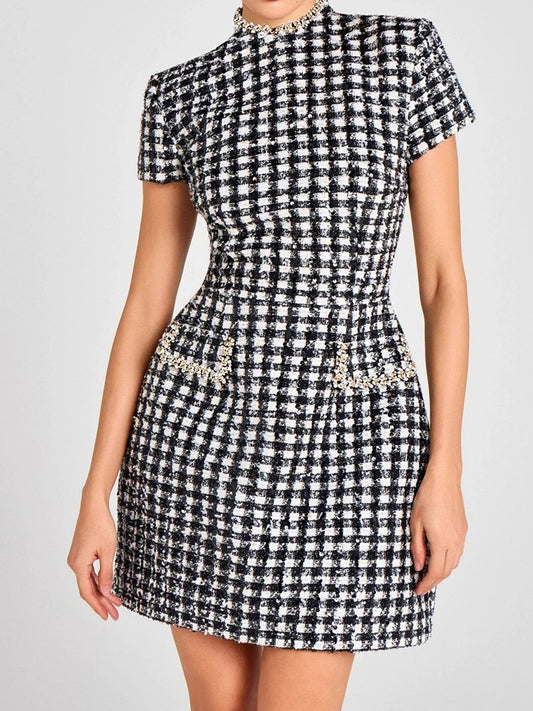 Patchwork Backless Sleeveless Pocket Mini Dress