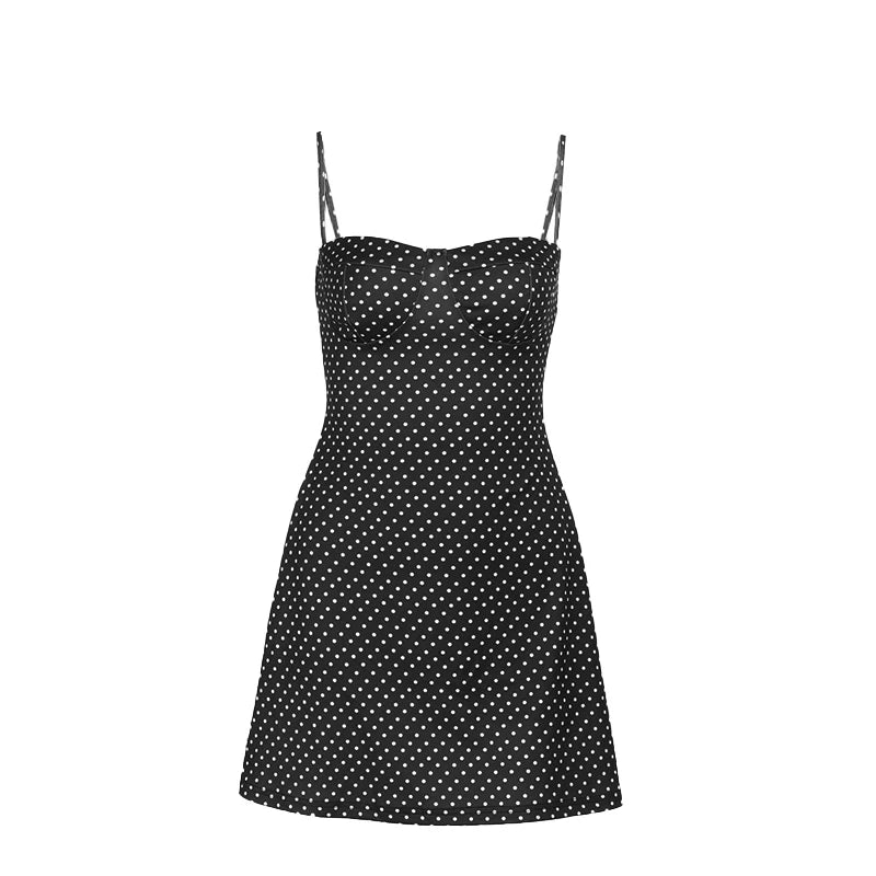 Y2K Polka Dot Bustier Sweetheart A-Line Mini Dress