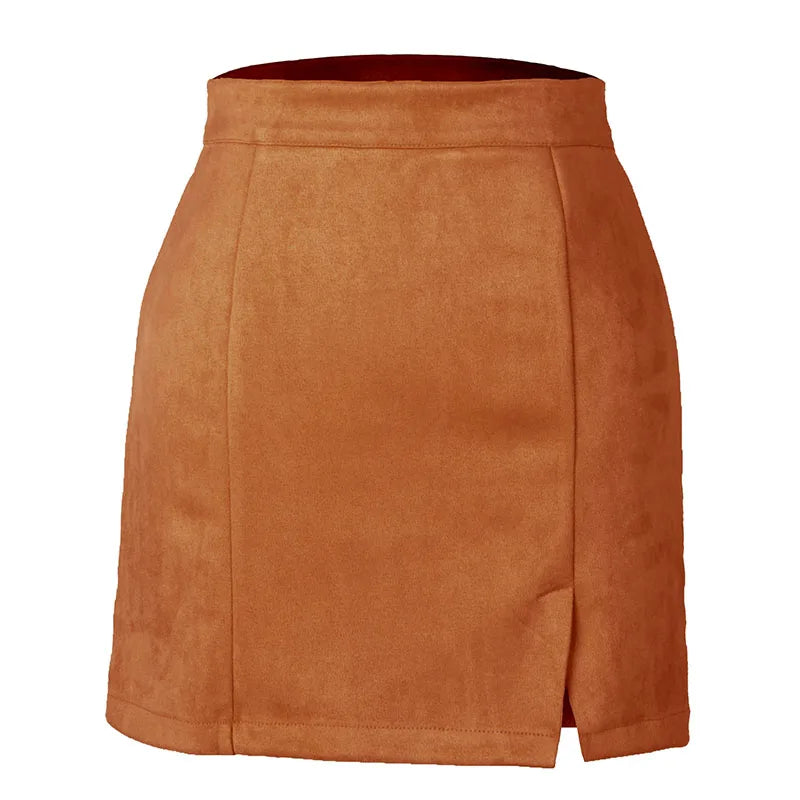 Suede Bodycon Zip Mini Skirt