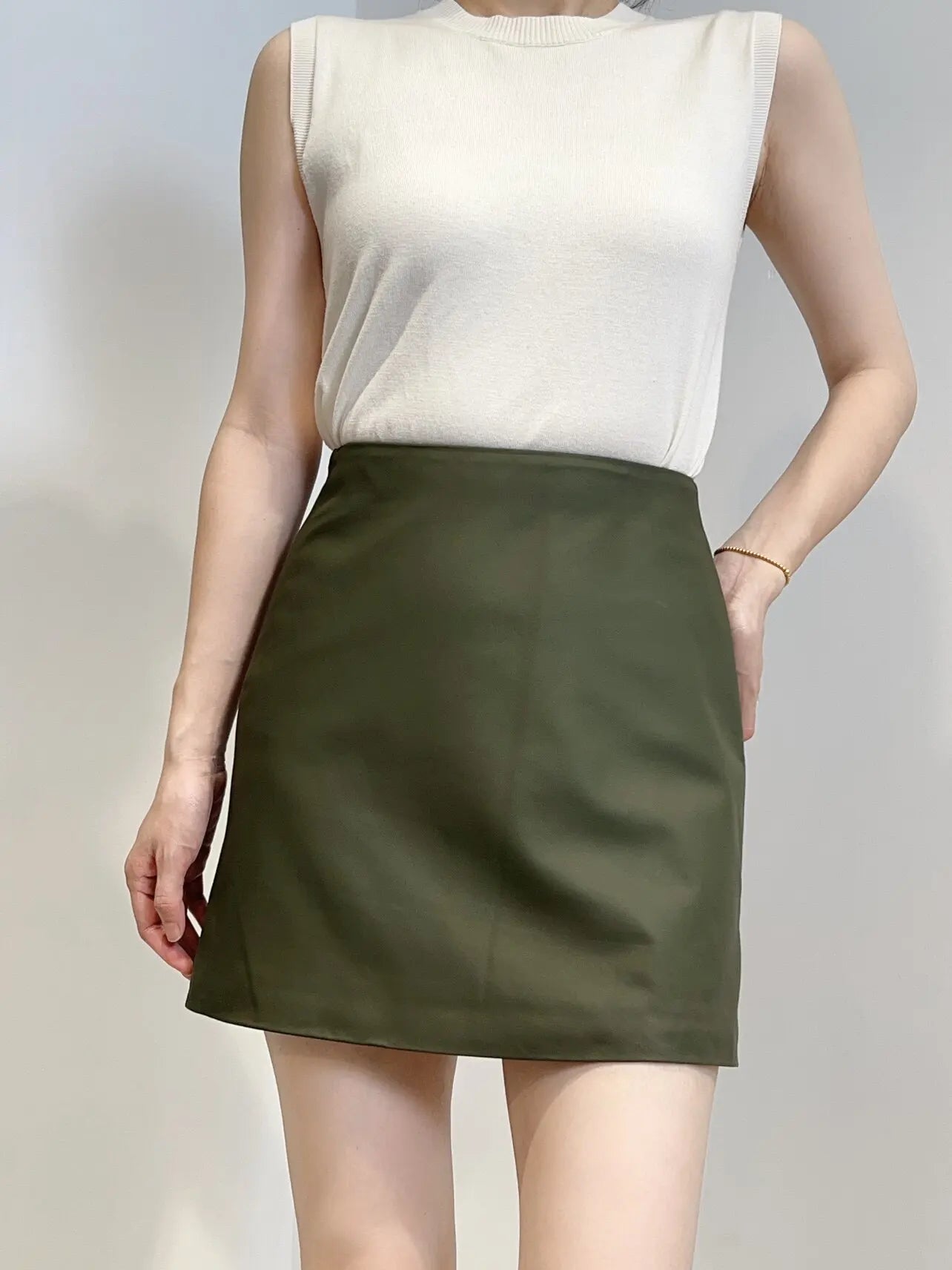 Genuine Leather A-Line Mini Skirt