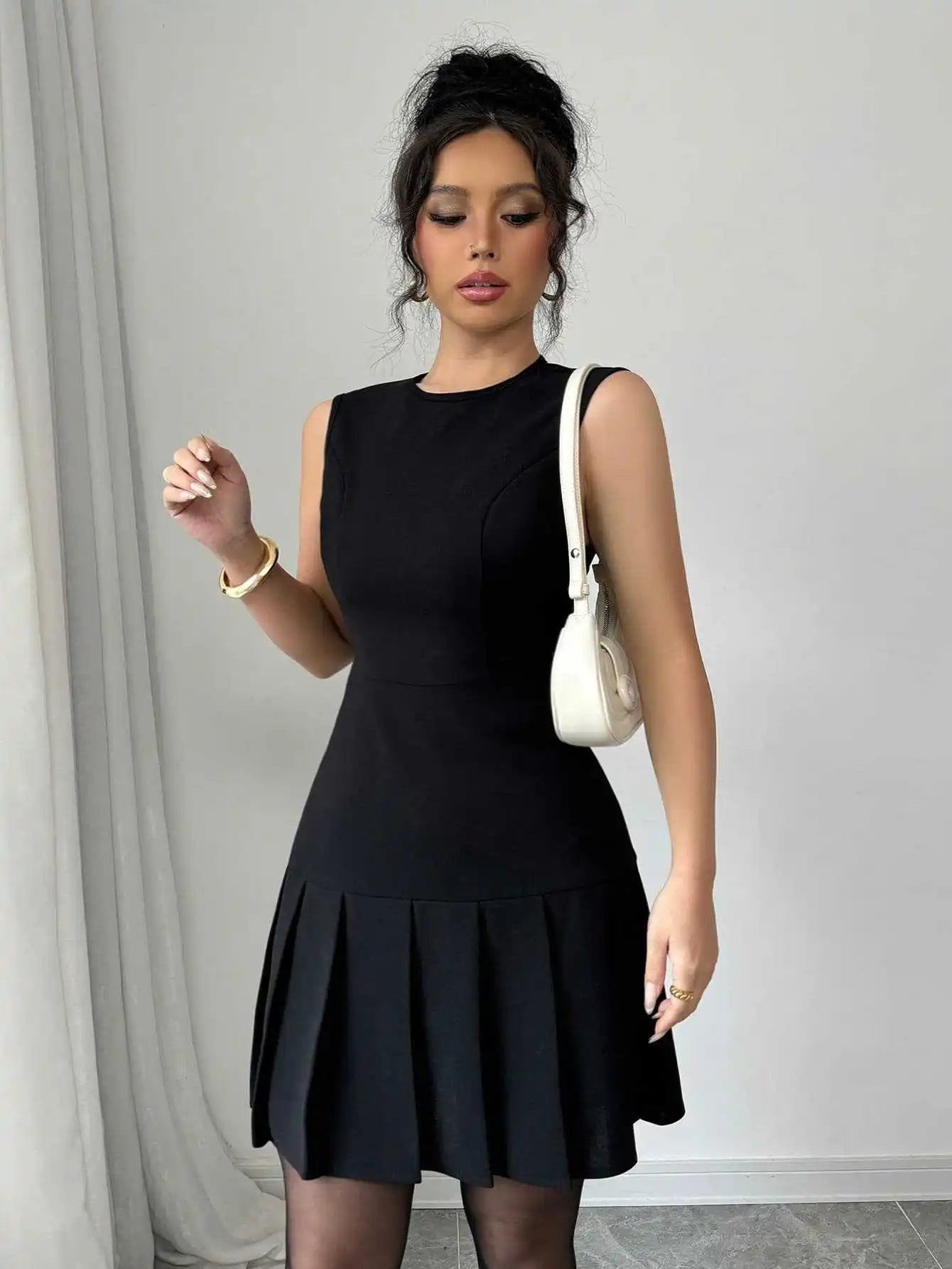 O-Neck Sleeveless Mini Dress