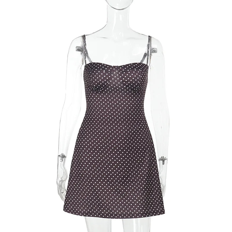 Polka Dot Halter-Neck Low-Cut Mini Dress
