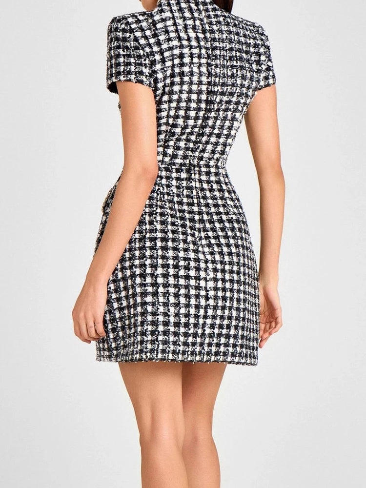 Patchwork Backless Sleeveless Pocket Mini Dress