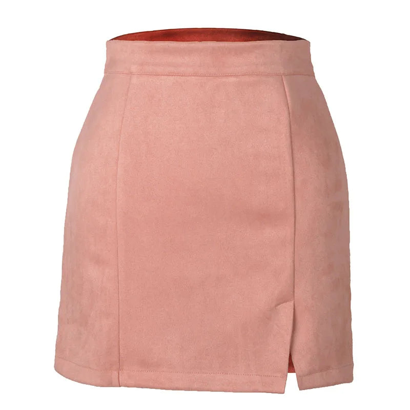 Suede Bodycon Zip Mini Skirt