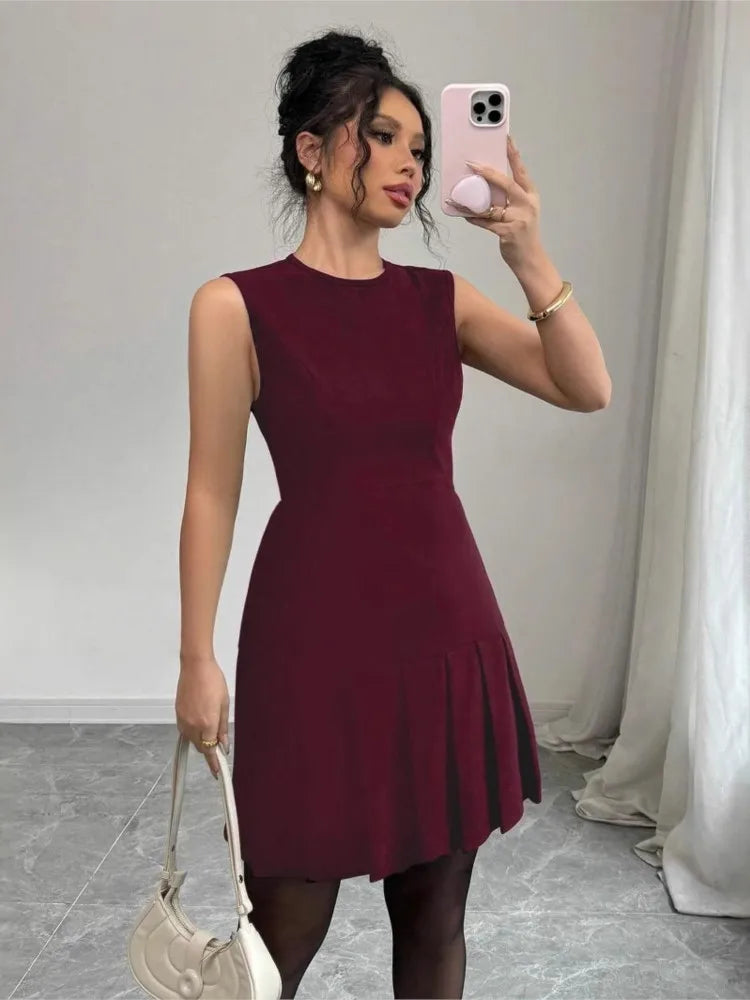 O-Neck Sleeveless Mini Dress