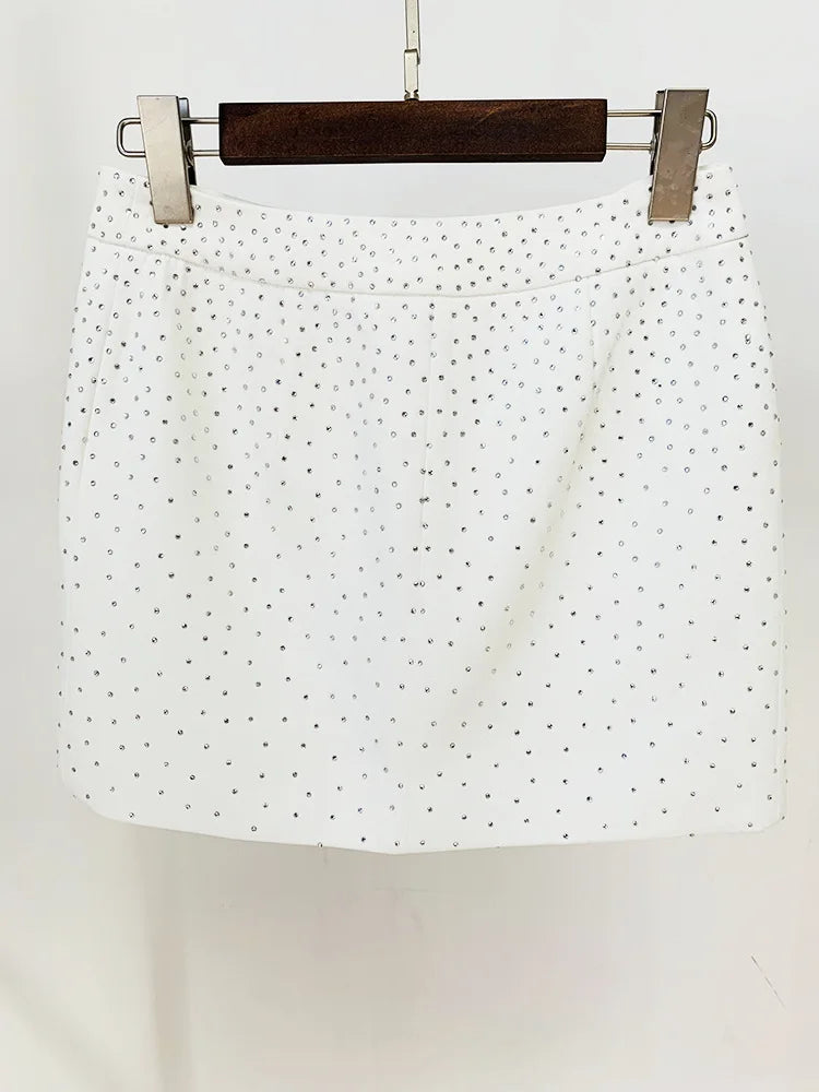 Rhinestone Beaded Mini Skirt