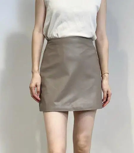 Genuine Leather A-Line Mini Skirt
