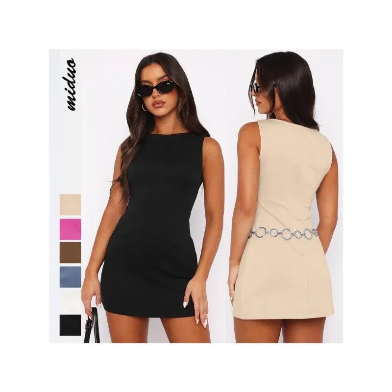 Slim Waist Bodycon Sleeveless Mini Dress