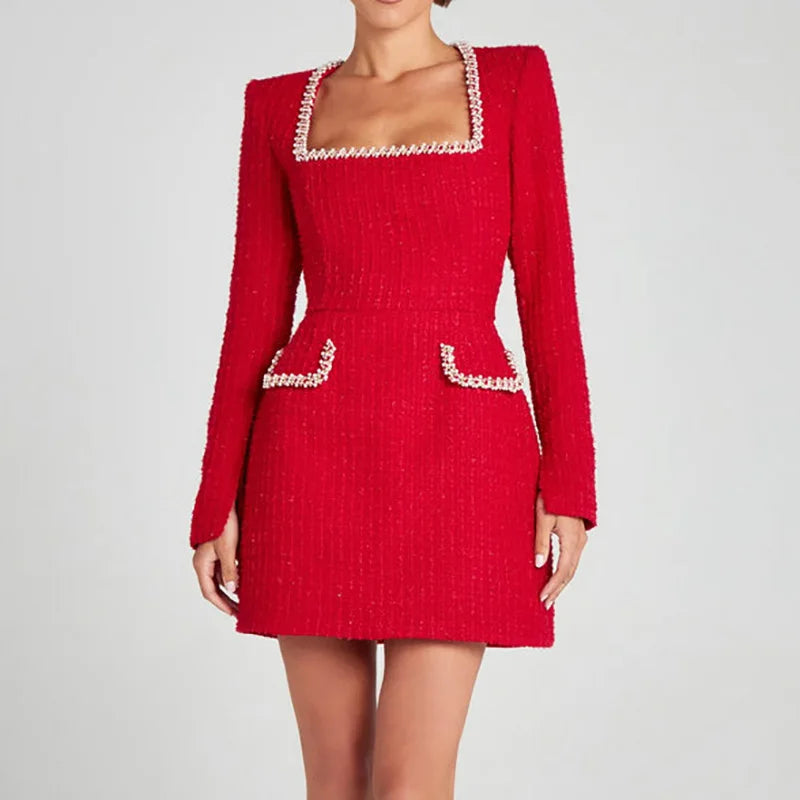 Patchwork Backless Sleeveless Pocket Mini Dress