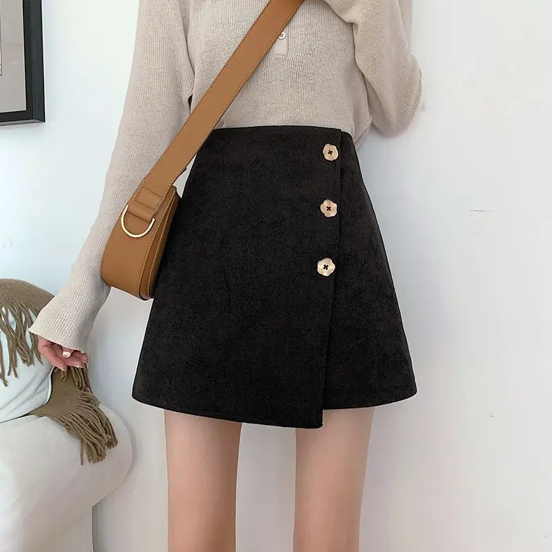 Petal Button Corduroy Mini Skirt