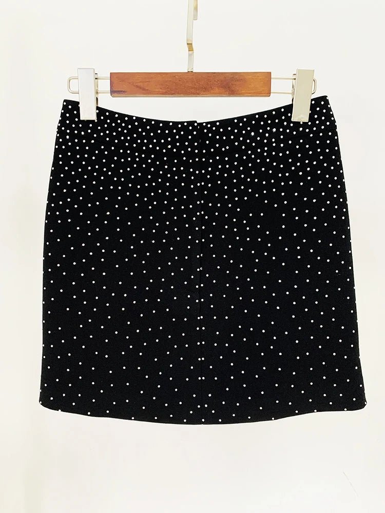 Rhinestone Beaded Mini Skirt