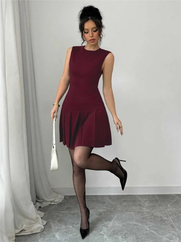 O-Neck Sleeveless Mini Dress