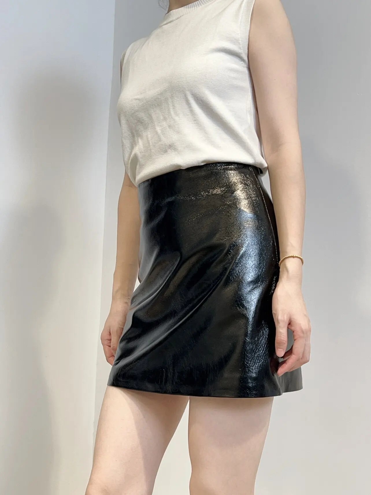 Genuine Leather A-Line Mini Skirt