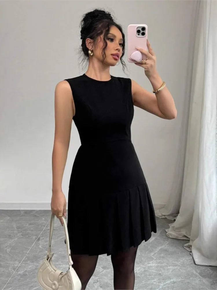 O-Neck Sleeveless Mini Dress