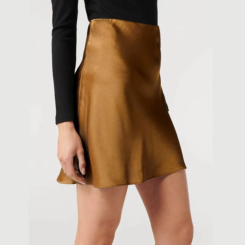 Satin Acetate Evening Mini Skirt